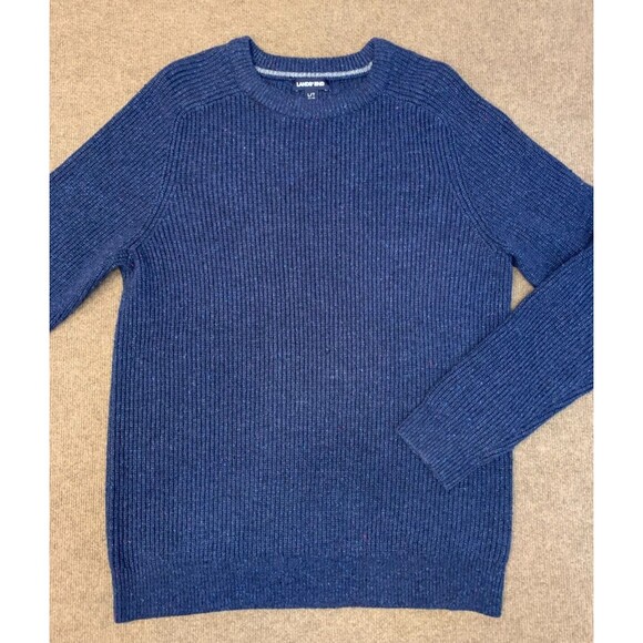 Lands End Crew Neck Sweater Mens L/T Long Sleeve Wool Blend Pullover - Picture 1 of 8